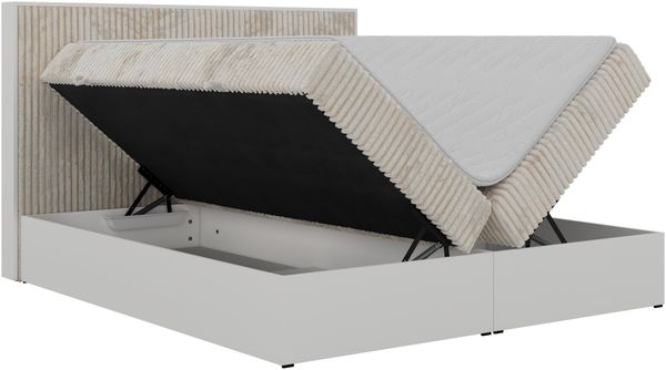 Boxspringbett TRAVIT, Doppelbett 7-Zonen-Multipocket-Matratze H3, Kopfteil, zwei Bettkästen, Topper T25 - 160 x 200 cm - Beige Cord Bild 8