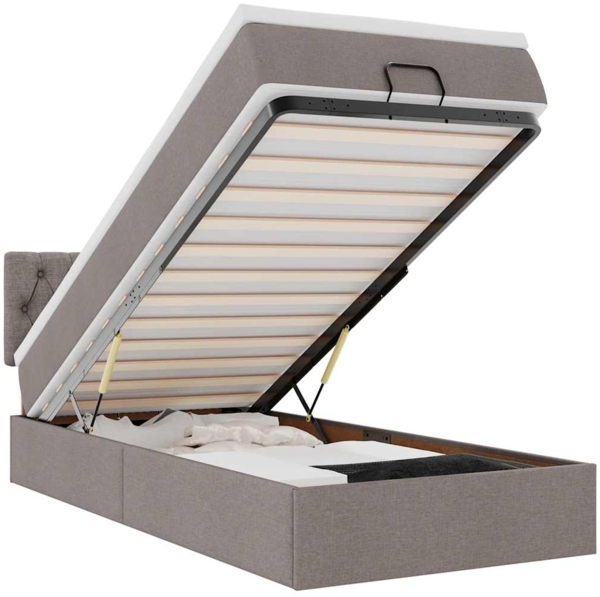 vidaXL Ottomane Bett mit Matratze & LEDs Taupe 90x200 cm Stoff 3312364