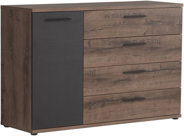 Kommode >Jacky < in braun,schwarz - 124,9x83,1x41,3cm (BxHxT)