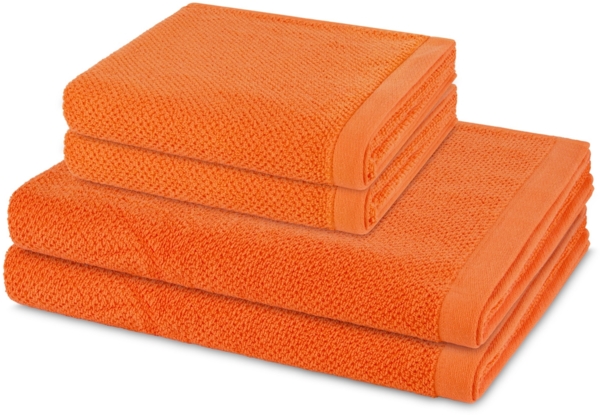 Möve Bliss 4 tlg. Frottier-Set - 2 X Handtuch (50 X 100cm), 2 X Duschtuch (67 X 140cm) - 500 - Orange