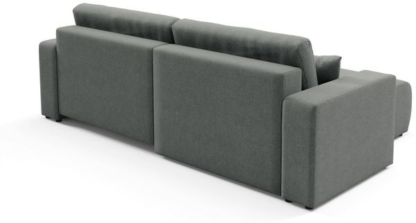 Ecksofa Sofa mit Schlaffunktion AUGUSTO in Stoff Wind Grau Ottomane Links Bild 5