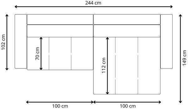 Ecksofa Sofa mit Schlaffunktion AUGUSTO in Stoff Wind Grau Ottomane Links Bild 6