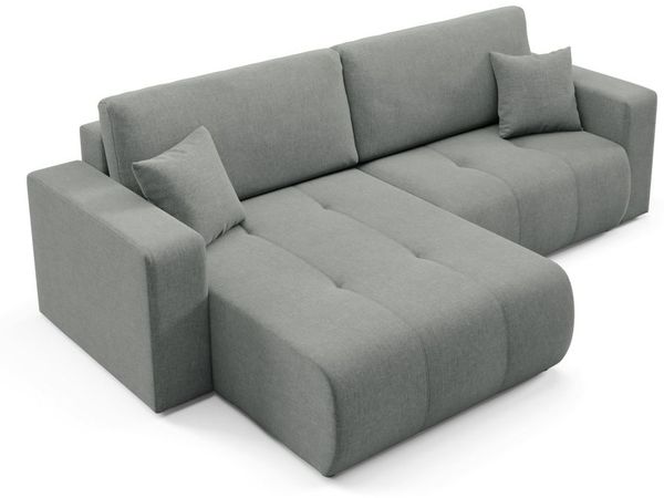 Ecksofa Sofa mit Schlaffunktion AUGUSTO in Stoff Wind Grau Ottomane Links Bild 4