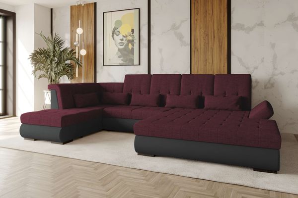 99rooms Felicia Wohnlandschaft Velours MANILA Anthrazit Chenille EDEN Chianti Rechts