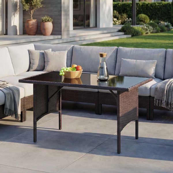 Poly-Rattan Esstisch HWC-G16, Esszimmertisch Gartentisch Tisch, Gastronomie 112x60cm ~ braun