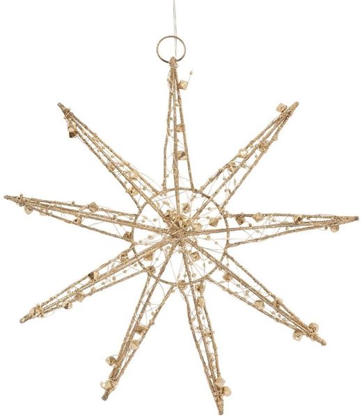 ECD Germany LED Stern Weihnachtsdeko Weihnachtsstern Dekostern für Weihnachten Schneeflocke, Leuchtstern 30cm 30 LEDs inkl. Timer für Innen Warmweiß Fensterdeko