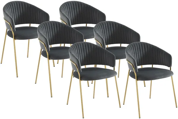 Vente-unique - MADOLIA Stuhl SamtStoff Grau - B 55 cm x H 81 cm x L 55 cm