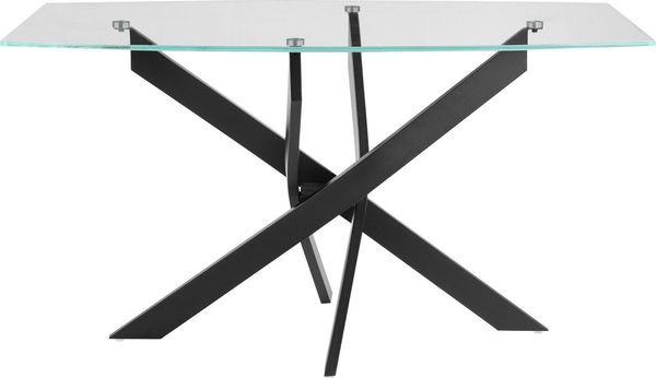 OTTO home Esstisch Kairi, Glastischplatte, pulverbeschichtetem Metallgestell, zwei Tischbreiten