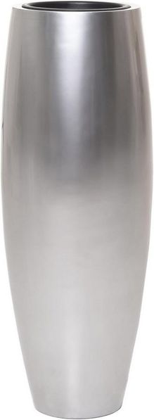 VIVANNO Bodenvase Fiberglas MAGNUM Rund - Silbermetallic Metallic Hochglanz (1 St), 30x80 cm
