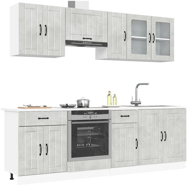 vidaXL 8-tlg. Küchenschrank-Set Lucca Betongrau Holzwerkstoff 3314835