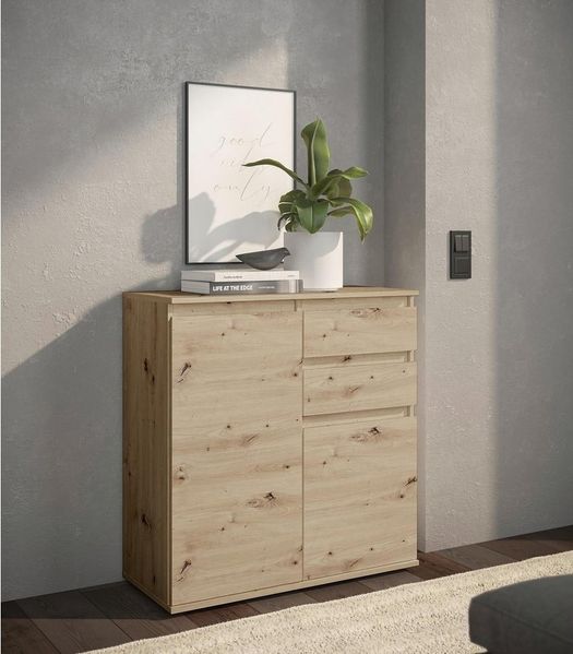 Brest Kommode in Artisan Eiche Optik - Modernes Sideboard mit viel Stauraum - 80 x 84 x 35 cm (B/H/T)