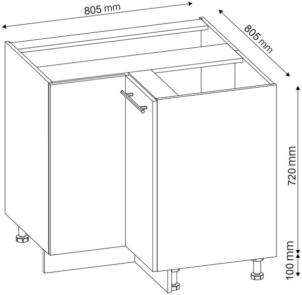 Eckunterschrank Fame-Line Anthrazit Hochglanz 80.5 cm ohne Arbeitsplatte Vicco Bild 3