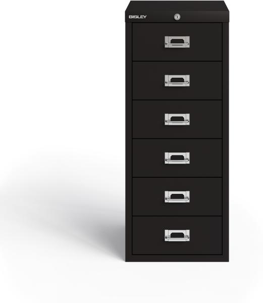 Bisley MultiDrawer™, 29er Serie, abschließbar, DIN A4, 6 Schubladen, Farbe schwarz