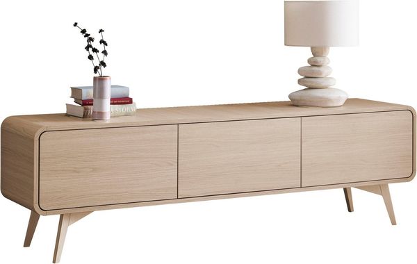 Home affaire Lowboard Torsby, moderner TV-Schrank, Kommode in Eiche Natur, TV-Unterschrank, abgerundete Ecken, ausreichend Stauraum, vielseitig einsetzbar