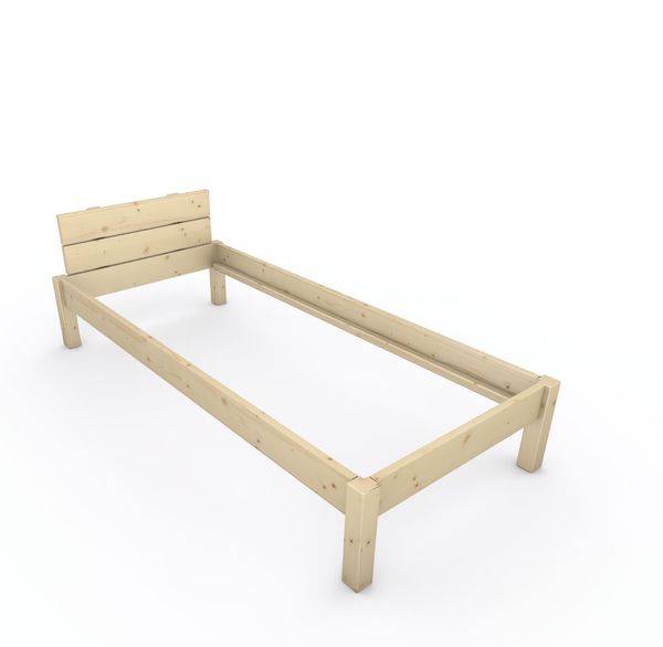 Pfostenbett "metallarm" Fichte Holzbett "Daybett" 90 x 210cm 38cm Einzelbett