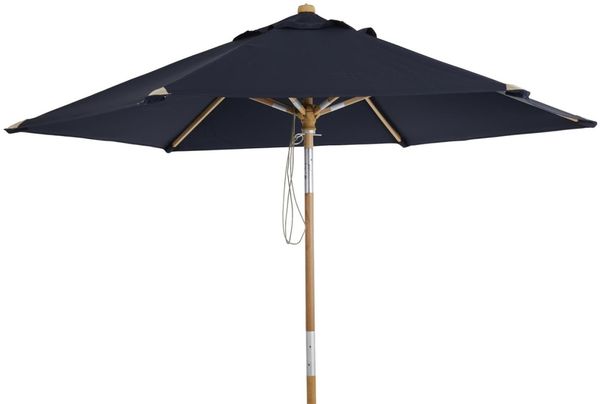 Sonnenschirm Trieste von Brafab aus Buchenholz und Polyester, modern, Blau, Ø 250 cm, neigbar