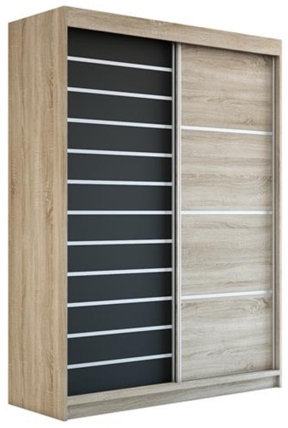 Schwebetürenschrank COLIN 2-türig Schrank 160 cm Farbe: Sonoma , schwarz