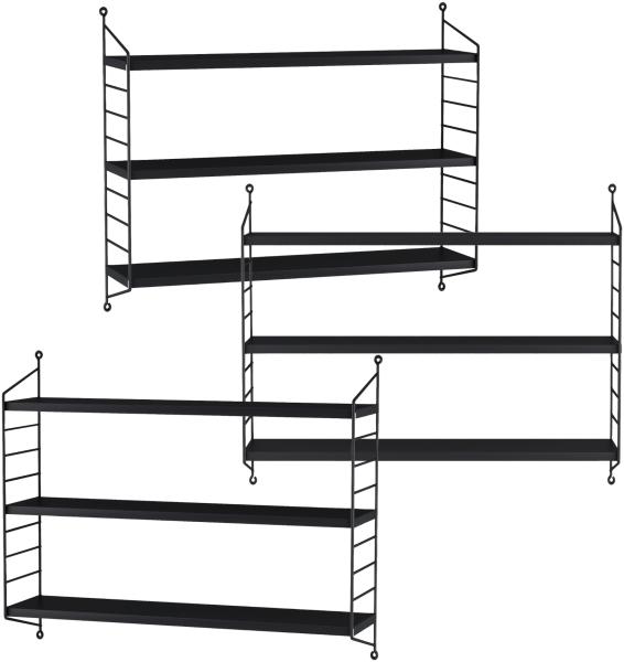 Modulares Wandregal Strängnäs 3er Set Schwarz [en. casa]