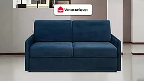 Vente-unique - Schlafsofa 3-Sitzer - Liegefläche: 140 cm - Matratzenhöhe: 14 cm - Samt - Dunkelblau - CALIFE
