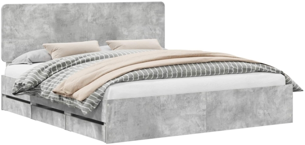 vidaXL Bettrahmen mit Kopfteil Beton Grau 200 x 200 cm Ingenieurs Holz 3412563