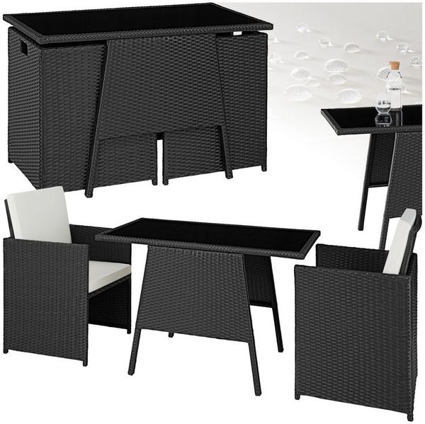 tectake Sitzgruppe Rattan Sitzgruppe, (Set, 3-tlg), für 2 Personen