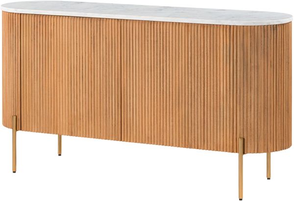 Sideboard Mango 145x40x76 natur lackiert / Marmor weiß BARCELONA #503