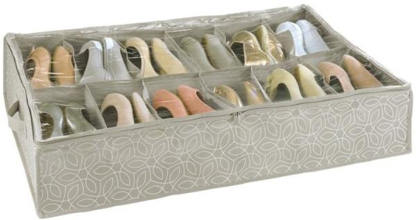 WENKO Unterbettkommode Modell Balance, Aufbewahrungsbox für 12 Paar Schuhe mit Sichtfenster & Reißverschluss