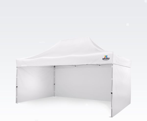 Gartenzelt 3x4,5m Stahl | Schnell aufbaubarer Pavillon für Events und Partys - mit 3 Wänden - Weiß