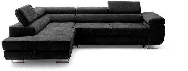 Muffo Ecksofa Wild Ecksofa mit Schlaffunktion, Verstellbare Kopfstützen, Schlaffunktion mit Bettkasten