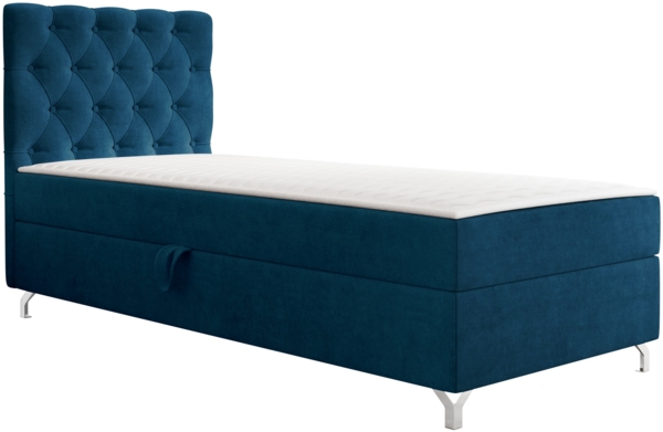 mirjan24 Boxspringbett mit H3-Matratze Cylio I (Manila Seite: Links), blau, 80x200 cm