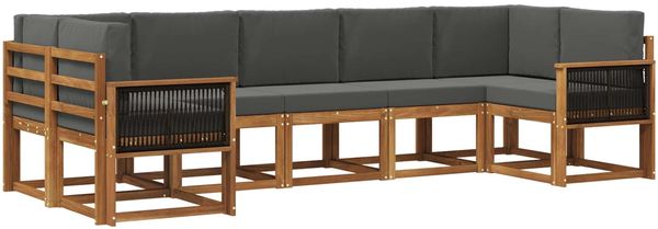 vidaXL Outdoor-Sofagarnitur mit Kissen 7 pcs Natur und Anthrazit 3385513