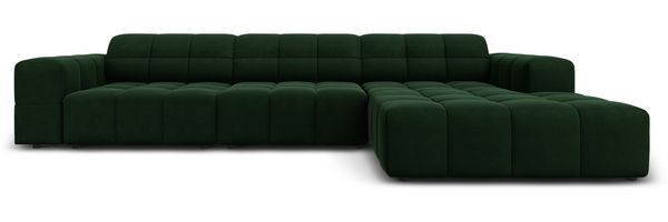 Micadoni Ecksofa Jennifer 4-Sitzer Rechts Samt Flaschengrün