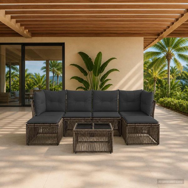 vidaXL Gartensofa-set 7 pcs Grau Poly-Rattan 3434306
