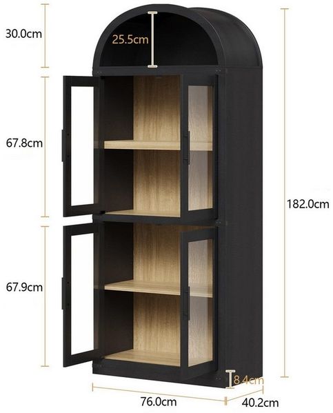 GarveeMore Bücherregal Gewölbtes Bücherregal mit Schranktüren