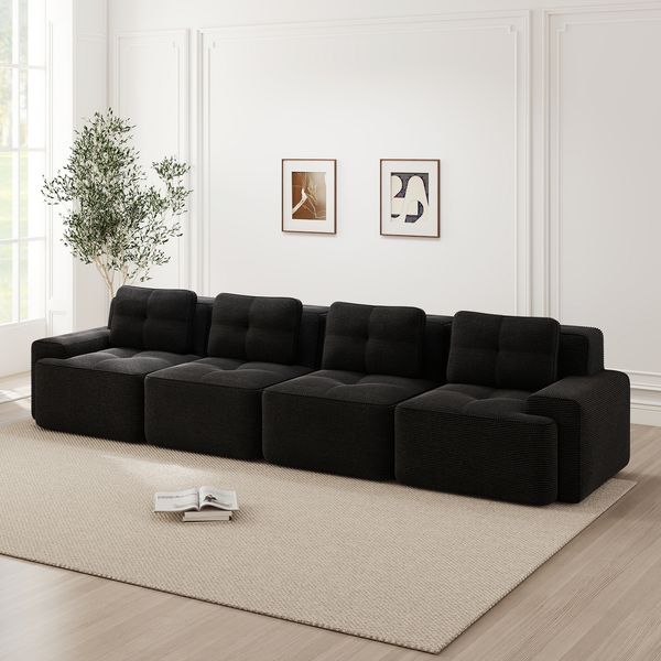 Modulares Sofa aus Cord mit boneless Design, schwarz