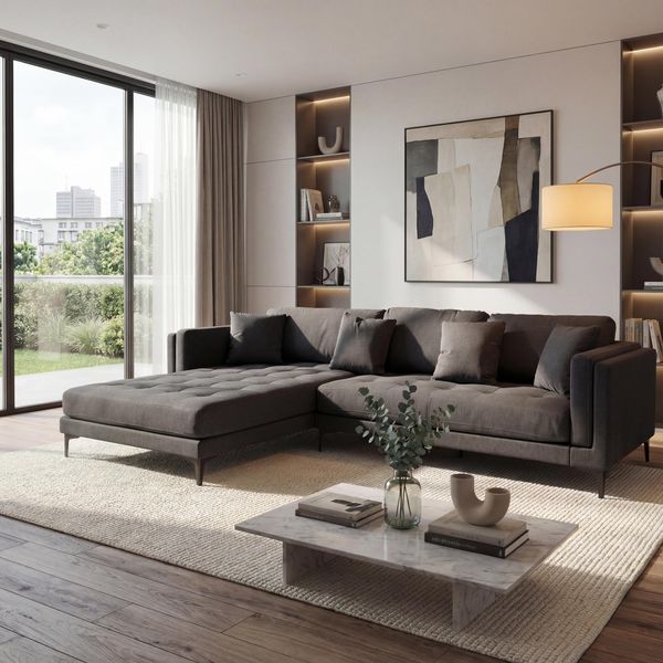 Sofa-Garnitur HWC-M27, Couch Ecksofa L-Form, Liegefläche links/rechts, Massiv-Holz 293cm ~ Stoff/Textil dunkelgrau