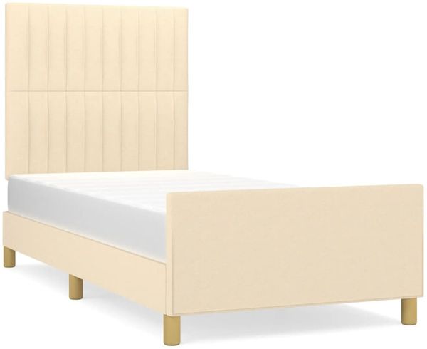 Einzelbettgestell Design für Erwachsene ohne Matratze Creme 80x200 cm Stoff d4310e