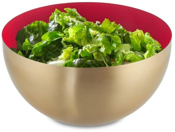 4 x Salatschüssel aus Edelstahl rot/gold