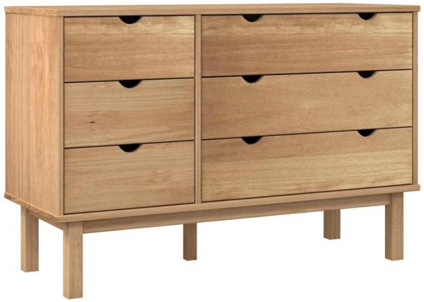 Schubladenschrank, Massivholz Kiefer, 113,5 x 39,5 x 73 cm, Natur