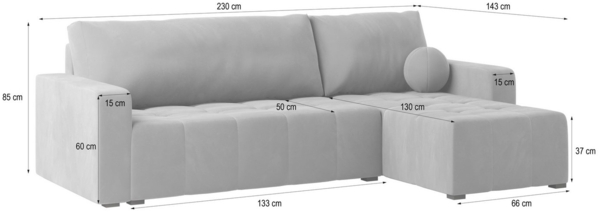 Masseno Ecksofa VOLIRA mit Schlaffunktion L-Form, Sofa mit Bettkasten Bild 2