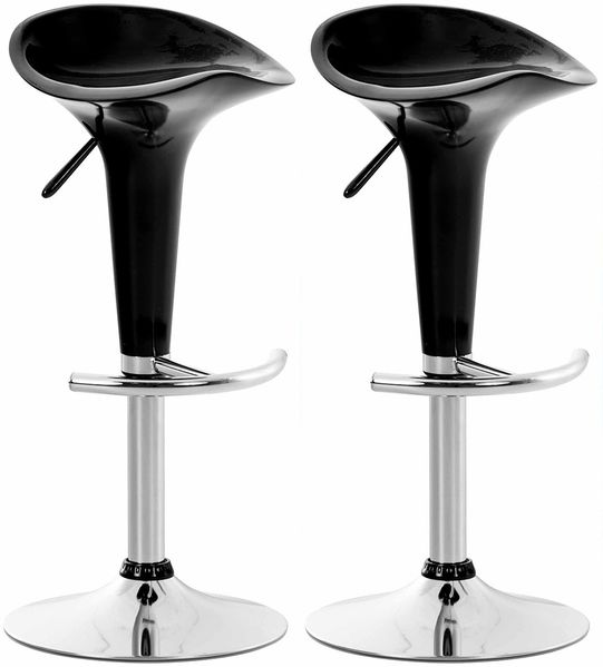 2er Set Barhocker CEKOT - Kunststoff Schwarz 37x37x87 cm | Barstuhl Höhenverstellbar Drehbar Tresenhocker Tresenstuhl Kneipenhocker Kneipenstuhl