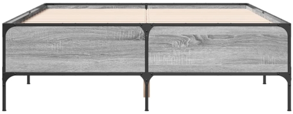 vidaXL Bettgestell Grau Sonoma 120x190 cm Holzwerkstoff und Metall 3279820 Bild 3