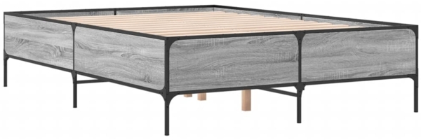 vidaXL Bettgestell Grau Sonoma 120x190 cm Holzwerkstoff und Metall 3279820 Bild 5