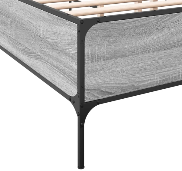 vidaXL Bettgestell Grau Sonoma 120x190 cm Holzwerkstoff und Metall 3279820 Bild 6