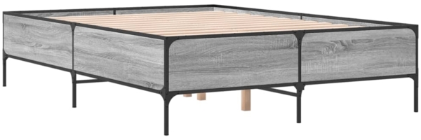 vidaXL Bettgestell Grau Sonoma 120x190 cm Holzwerkstoff und Metall 3279820 Bild 2