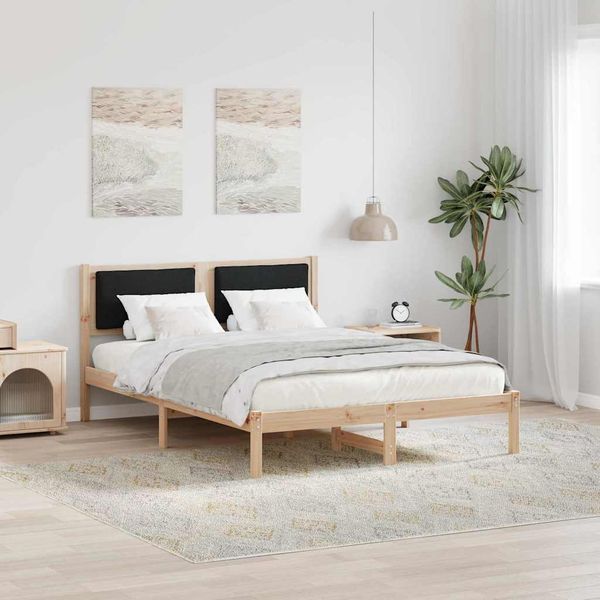 vidaXL Bettrahmen Schwarz 135 x 190 cm Massives Kiefernholz 878131