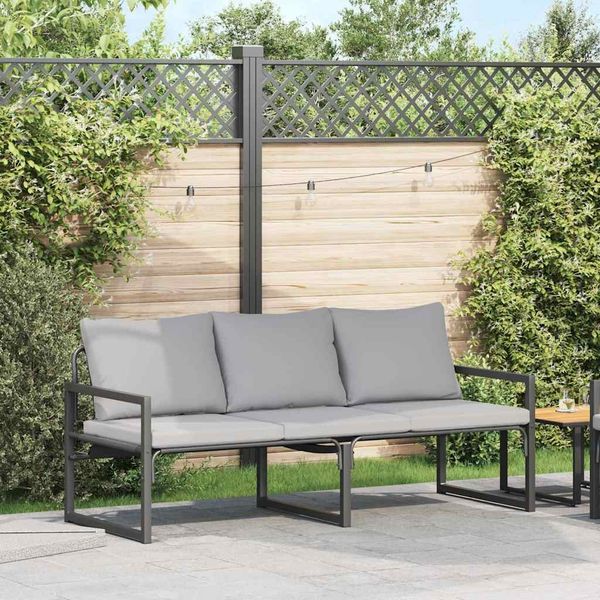 vidaXL gartenmöbel mit Kissen Hellgrau 180 x 72,5 x 71 cm Polyester 42009983
