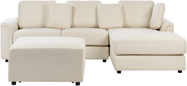 Linksseitiges Ecksofa mit Ottomane KOHLO Stoff Helles Beige Linksseitig