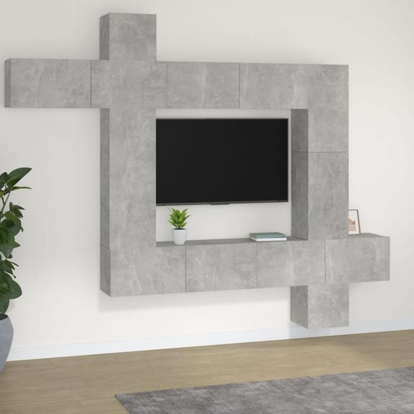 vidaXL 9-tlg. TV-Schrank-Set Betongrau Holzwerkstoff 3114657
