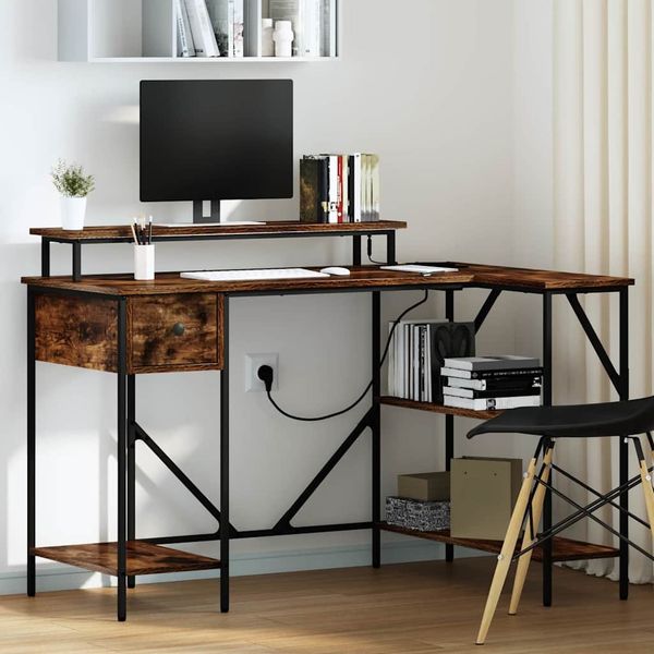 vidaXL Schreibtisch Geräucherte Eiche 120 x 79 x 86,5 cm Holzwerkstoff 859402